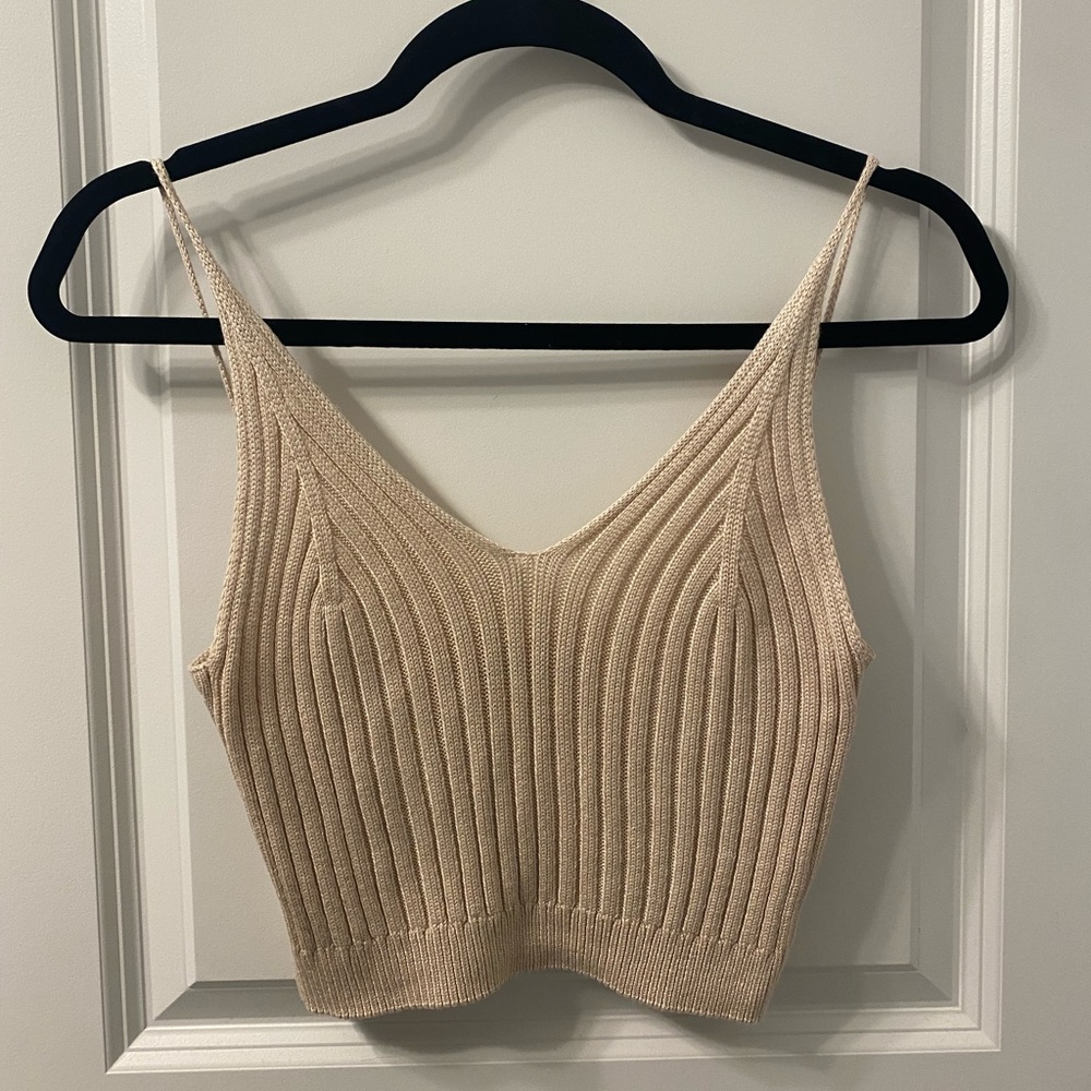 Woven crop tank top